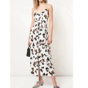 Derek Lam Women's White Floating Floral Button Down Camisole Dress Size 4